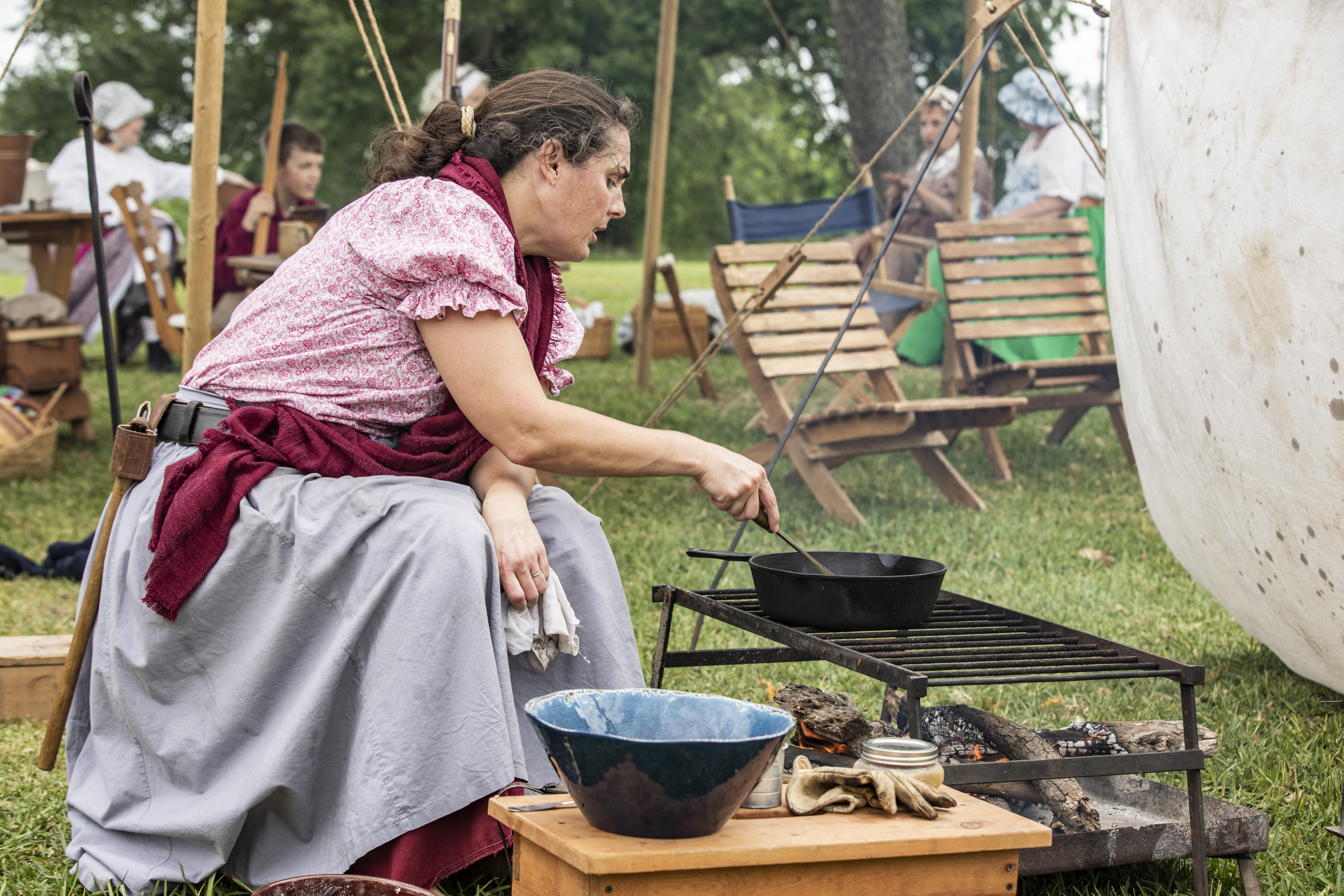 witness a real-life camp kitchen in action and experience the sights and smells of the frontier! Learn about rations and food preservation and eat like a Texian soldier.